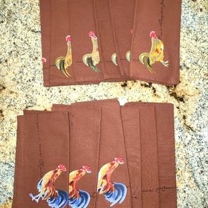 12 Brown Rooster Chicken Cotton Dinner Napkins